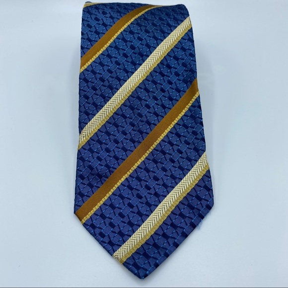 Ermenegildo Zegna Blue Gold Stipe Tie - Picture 4 of 4